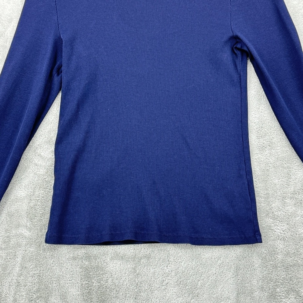 Ralph Lauren LRL Sweater Womens Large Ribbed Knit Zip Mock Bodycon Navy Nautical - Picture 4 of 8